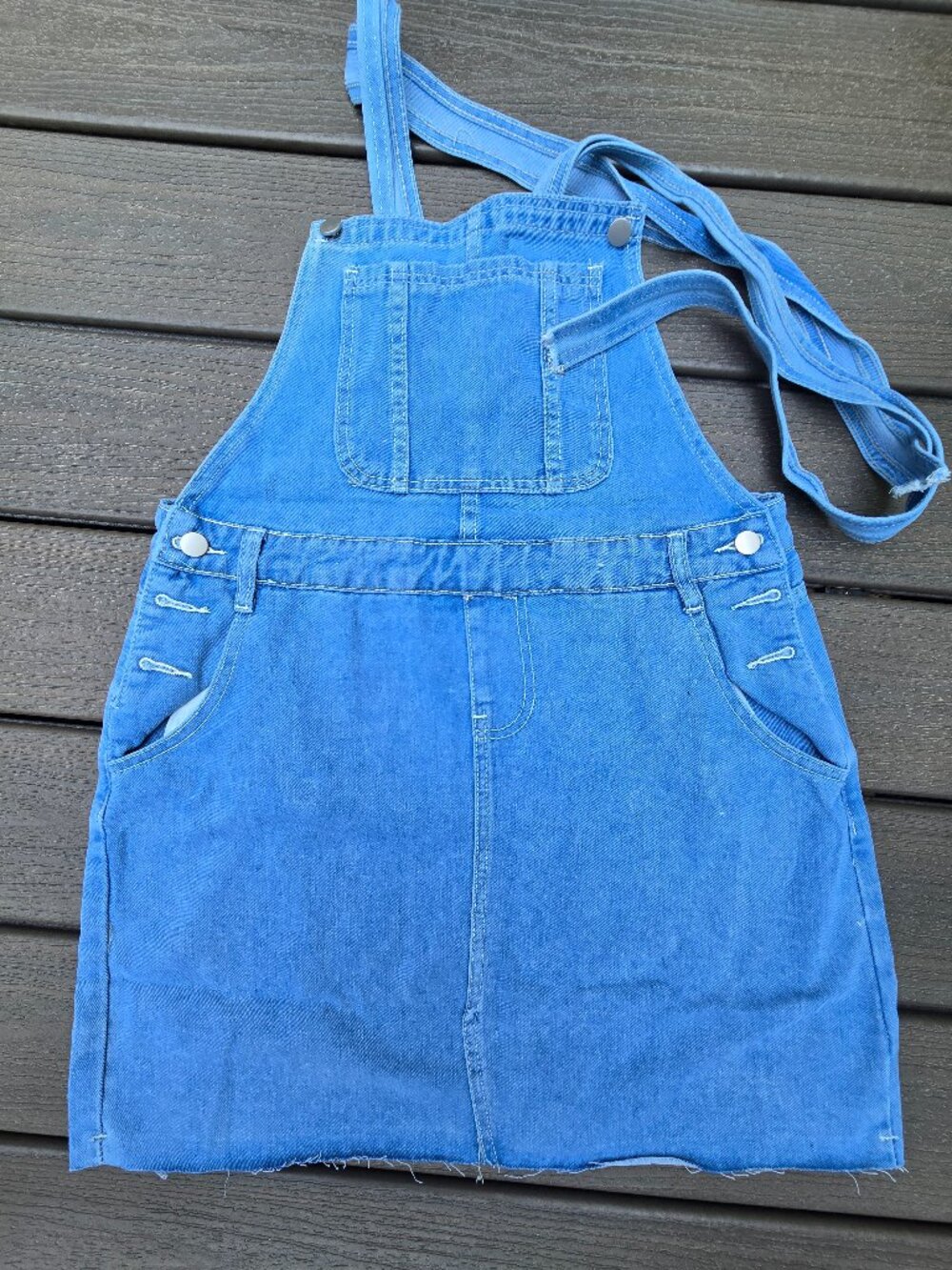 Denim dress with suspender straps, size medium, NWT